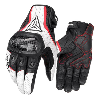 Men's Leather Motorcycle Racing Gloves - Breathable Summer Motorbike Guantes Moto for Motocross and Cycling - Protective Gear