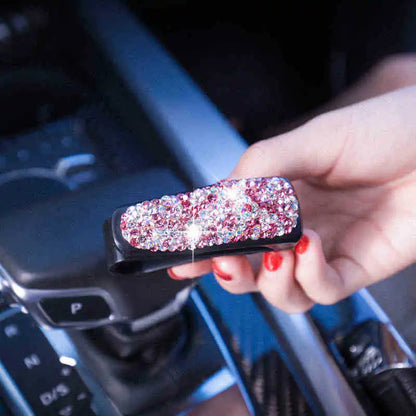 Sun Visor Sunglasses Clip Holder - Rhinestone Car Decoration Accessories, Portable Crystal Bracket Clip