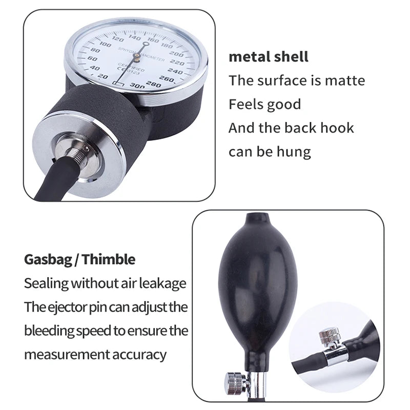 Manual Blood Pressure Monitor Kit: Double-Sided Stethoscope with Sphygmomanometer Cuff for Home Use - Medical Grade