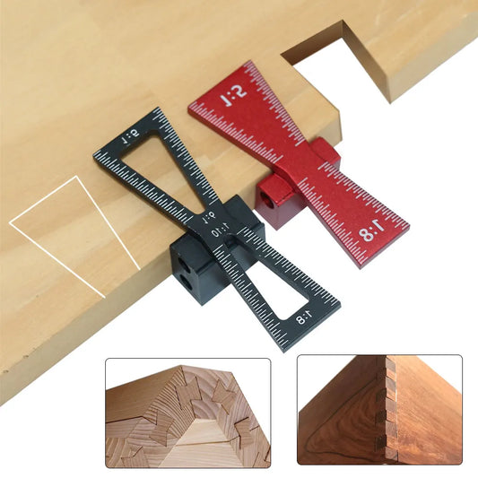 Aluminum Alloy Woodworking Dovetail Marker - Precise Dovetail Marking Template - Includes Multiple Slopes: 1:5, 1:6, 1:8, 1:10