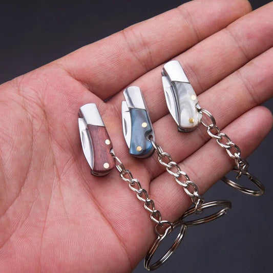 New Mini Fold Knife Keychain - Portable Acrylic Small Blade Pendant, Cute Outdoor Hanging Camping Keyring