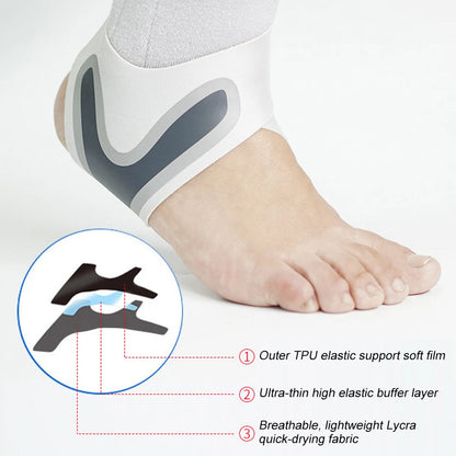 Adjustable Compression Ankle Sleeve - Elastic Ankle Brace Guard for Anti-Sprain Support and Heel Protection