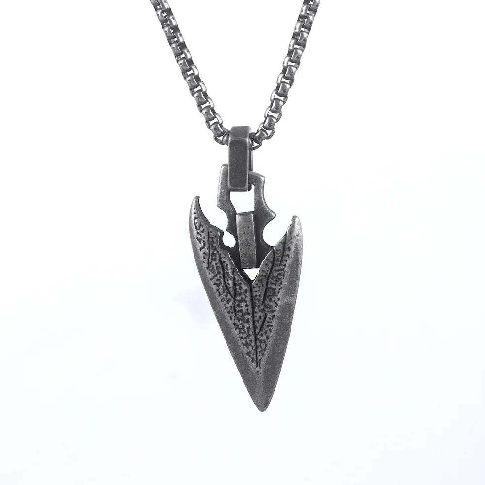 Celtic Weapon Spear Pendant Necklace - Men's Punk Retro Nordic Mythology Hip Hop Trend Jewelry