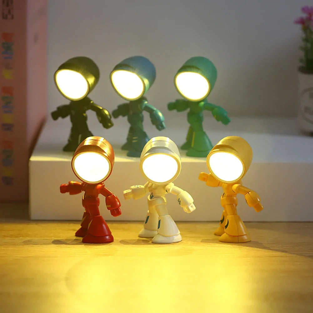 Mini Night Light LED Cartoon Cute Hero Police Desk Lamp: Desktop Ornament Bedside Bedroom Table Lights - Children Boy Holiday Gifts