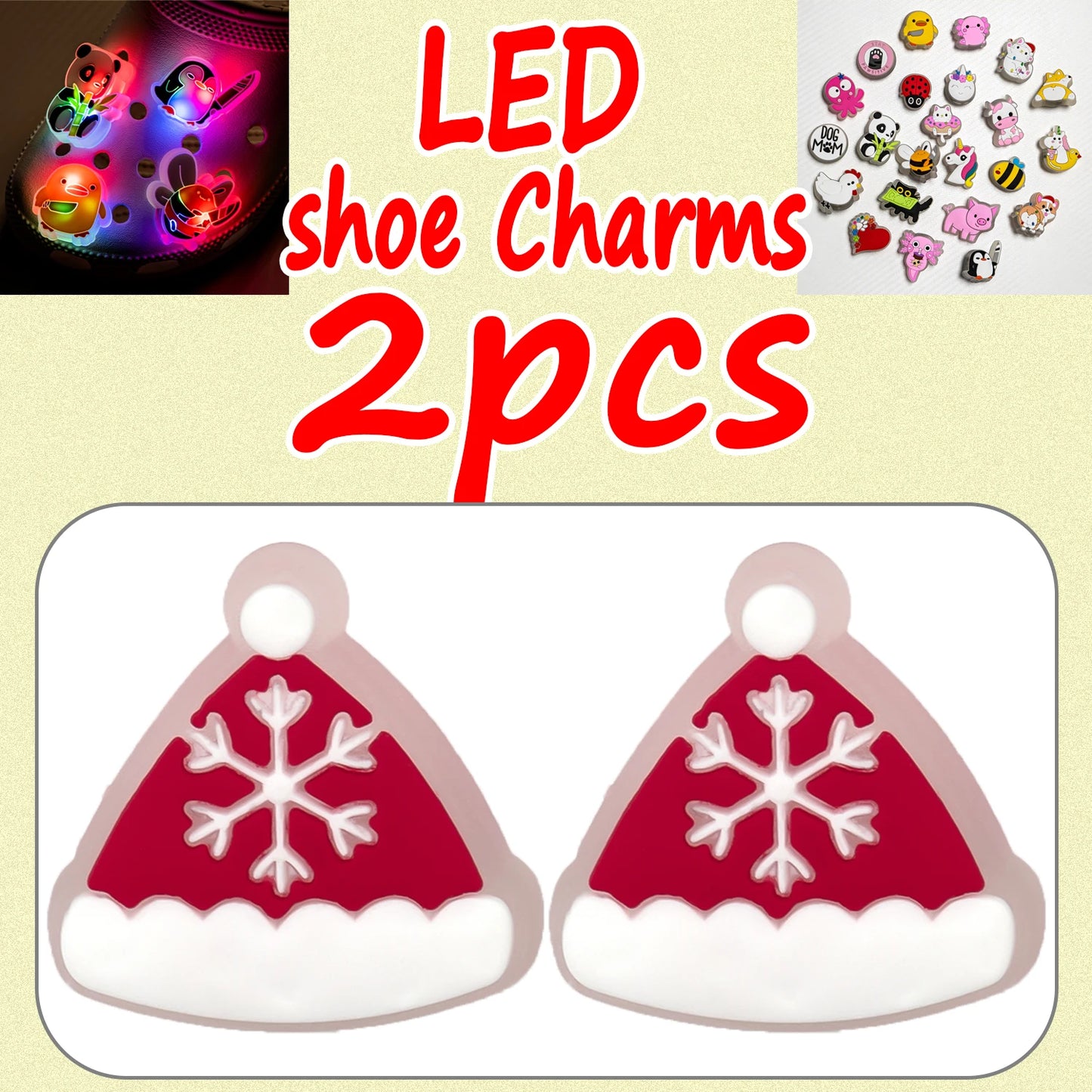 LED Christmas Shoe Charms - Luminous Decorations Featuring Santa Claus, Snowman, Gingerbread Man, Dog, and Cat for Clogs