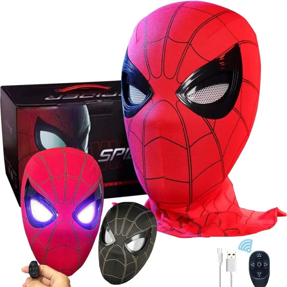 Spiderman Mask with Movable Eyes – Remote Control Peter Parker Cosplay Toy | Halloween Costume and Christmas Gift for Kids