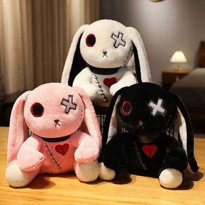 Gothic Rock Style Dark Series Rabbit Plush Toy | Halloween Bunny Doll for Kids | Stuffed Animals & Home Decor