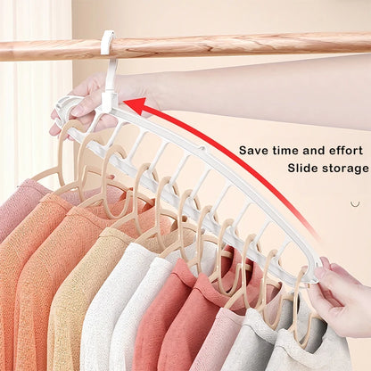 Foldable Clothes Hanger Closet Organizer - Multi-Port Rotating Drying Rack, 11-Hole Plastic Scarf and Clothing Storage Hangers