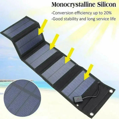 70/36W Foldable Solar Panel - 5V USB Portable Battery Charger for Cell Phones, Waterproof Power Bank for Camping