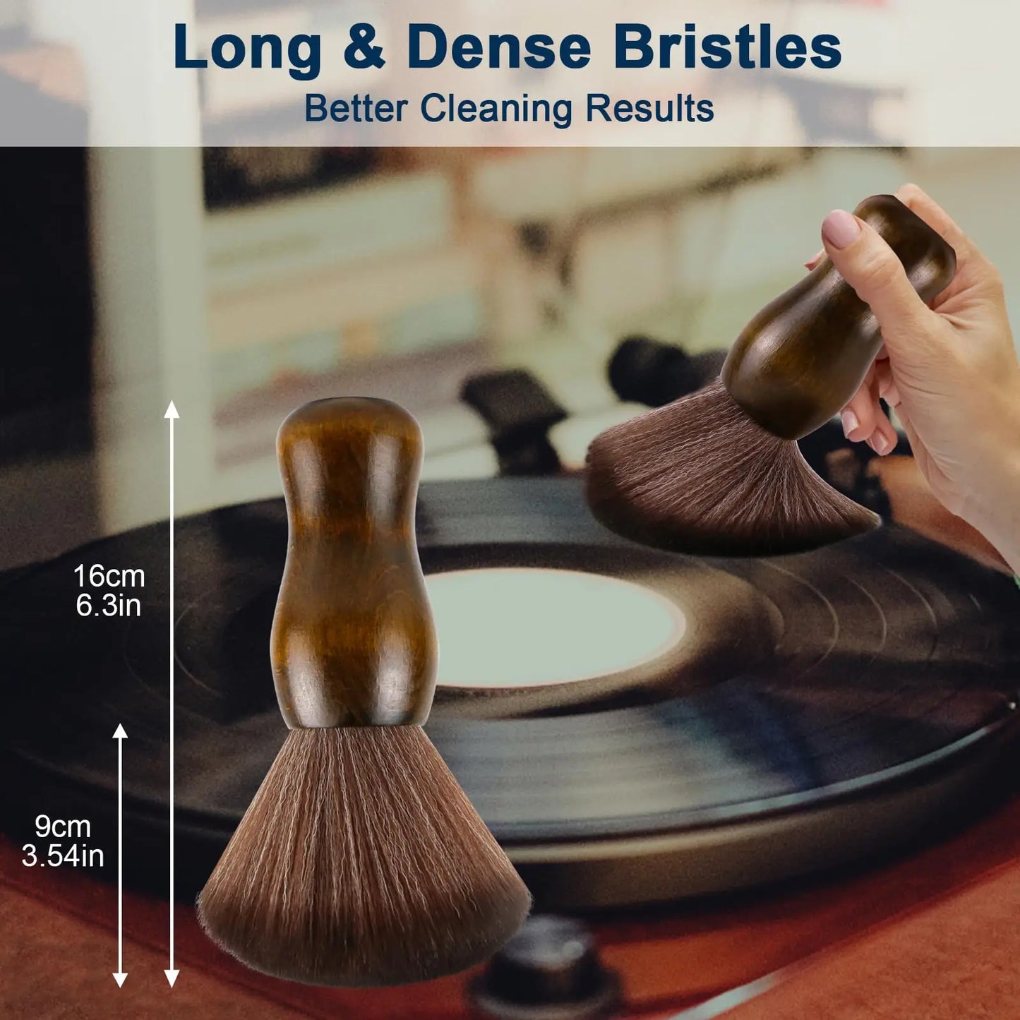 Dust-Free Sound: Vinyl Record Cleaner Brush - Anti-Static Cleaning for Albums, LPs, CDs, Cartridges, Keyboards, and Camera Lenses