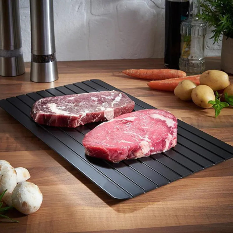 Fast Defrost Tray: Aluminum Alloy Thaw Master for Quick Defrosting of Food, Meat, and Fruit