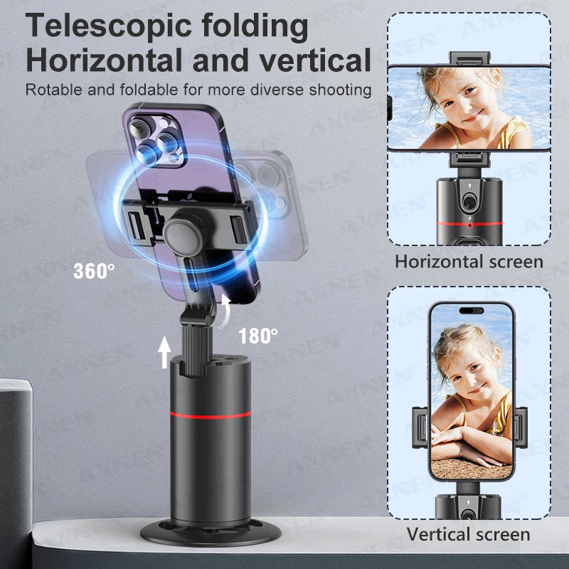 360° Rotation Gimbal Stabilizer - P02 Follow-up Selfie Desktop Face Tracking Gimbal | for TikTok Smartphone Live, with Remote Shutter