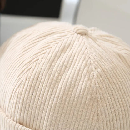 Fashion Vintage Beanie Hats: Corduroy Hip Hop Brimless Landlord Hat - Spring Autumn Streetwear Docker Cap