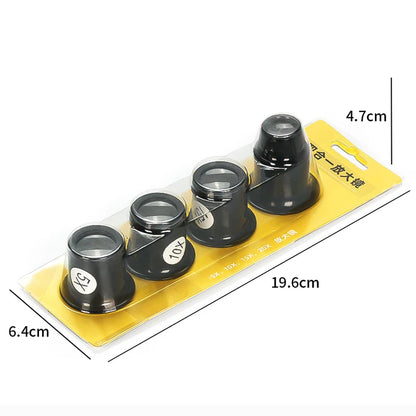 4pcs/set Eye Loupe Magnifiers - Watch Repair Tool Kit with 5x/10x/15x/20x Magnification, Jewelry Loupe Eyepiece, Watchmaker Tools