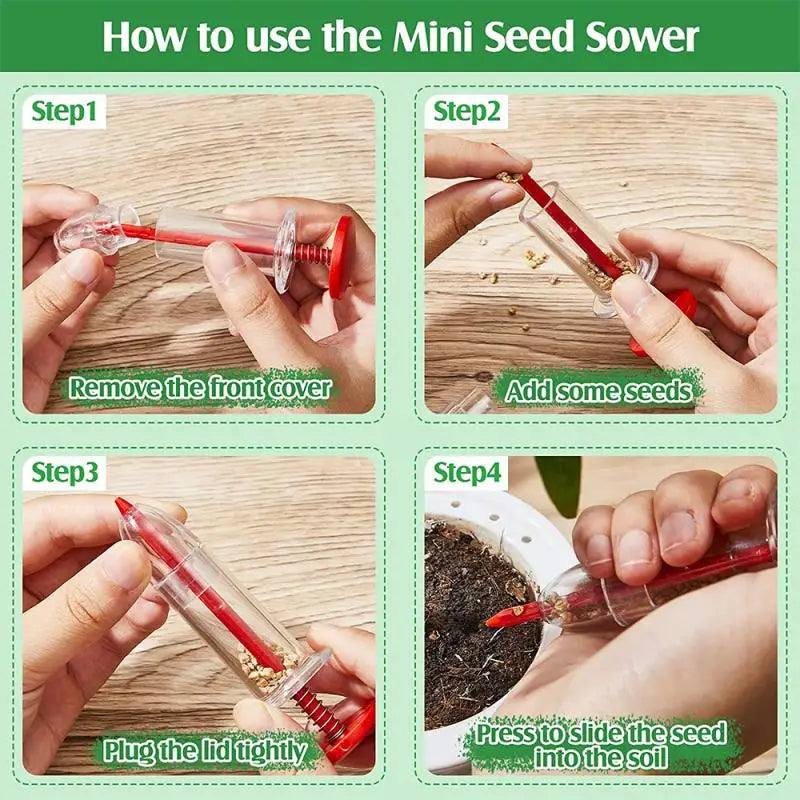 Gardening Tool: Syringe Seeder Mini Sowing Seed Dispenser - Manual Flower Pot and Flower Bed Planter for Garden Seed Sower