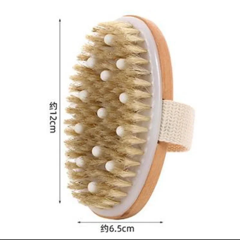 2-in-1 Natural Bristle Body Massage Brush: Dead Skin Remover and Anti-Cellulite Exfoliator - Enhances Blood Circulation