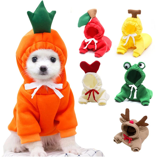 Cute Fruit Hoodies for Small Dogs and Cats – Warm Fleece Pet Costume Coat for Puppies and Small to Medium Pets