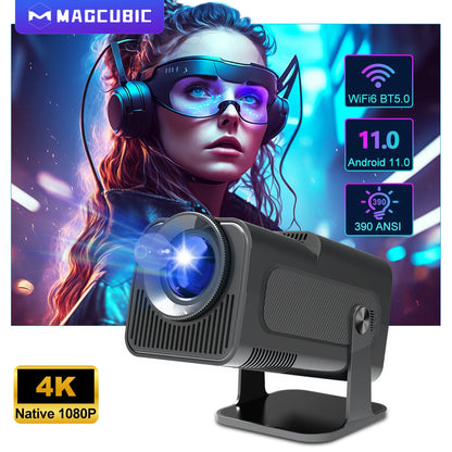 Magcubic 4K Native 1080P Android 11 Projector – 390 ANSI, Dual WiFi 6, BT 5.0, Portable Outdoor Cinema, Upgraded HY300