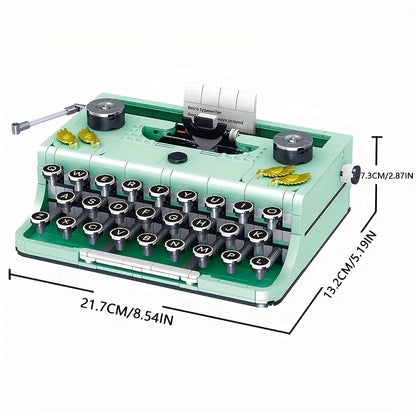 820PCS Typewriter Micro Building Blocks Toy - Classic Retro Machine for Creative Adults & Kids, Ideal Christmas Gift