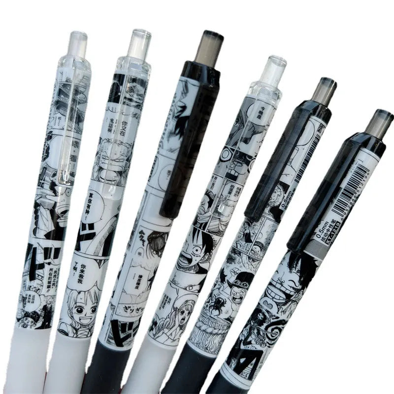 Anime ONE PIECE Gel Pens Set: Luffy, Zoro, Sanji, Nami, Usopp, Robi Characters - 0.5mm School & Office Stationery Supplies - Ideal Gifts for Kids