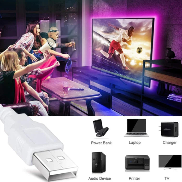 USB LED Night Light Strip - DC5V, SMD 3528, 50CM 1M 2M 3M 4M 5M Lengths, with USB Port for TV, PC, Laptop