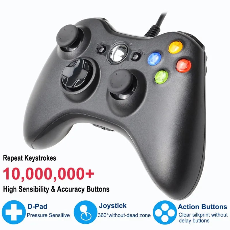 USB Wired Controller for Xbox 360 and 360 Slim, Gamepad Joystick for Microsoft Xbox 360 Console, PC Windows 7/8/10/11