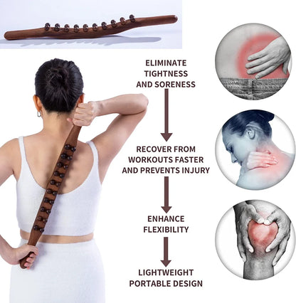 Wood Lymphatic Drainage Massager: Handheld Massage Stick for Neck, Back, and Stomach Pain Relief - Body Shaping Tool