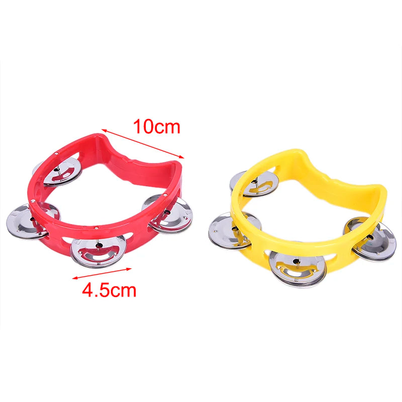 New Hand-held Tambourine: Metal Bells Plastic Rattle Ball Percussion - KTV Party Kids Game Toy Musical Instrument