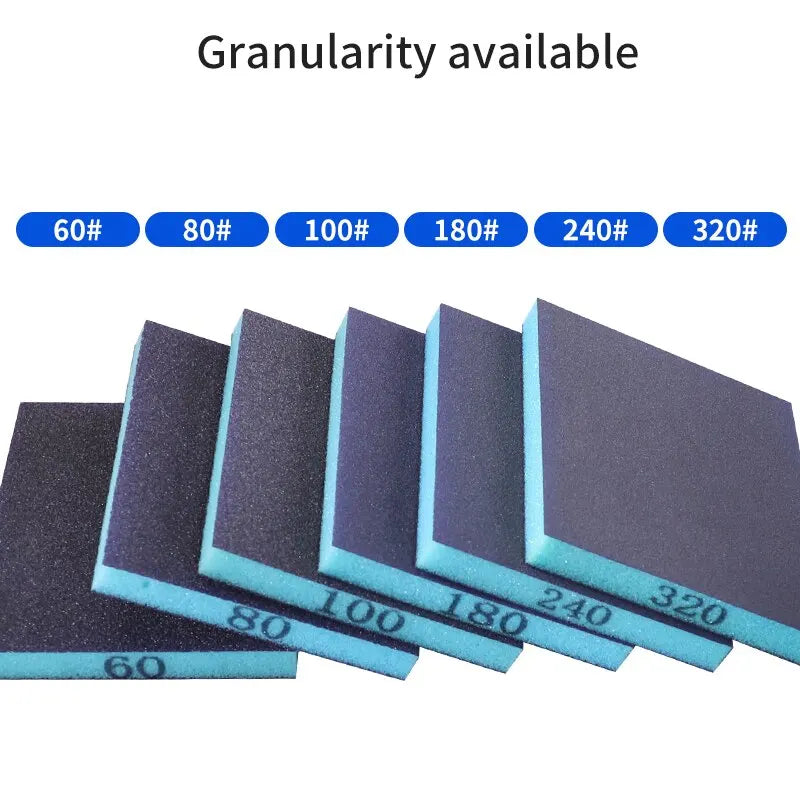 6PCS Washable Sanding Sponge Blocks: 60-320 Grit for Metal and Wood Polishing - Reusable Wet Dry Abrasive Tool (1209613mm)