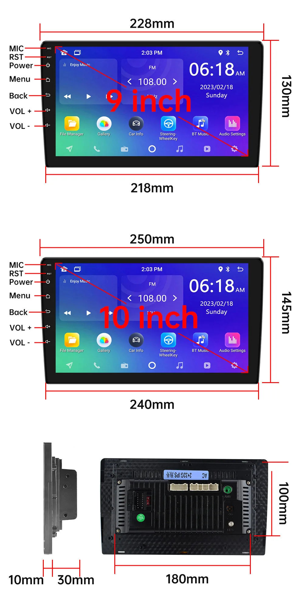 Android 11 Universal Car Radio - 7"/9"/10" 2 Din Multimedia Player with WIFI, GPS for Hyundai, Nissan, Toyota, Kia - 32GB