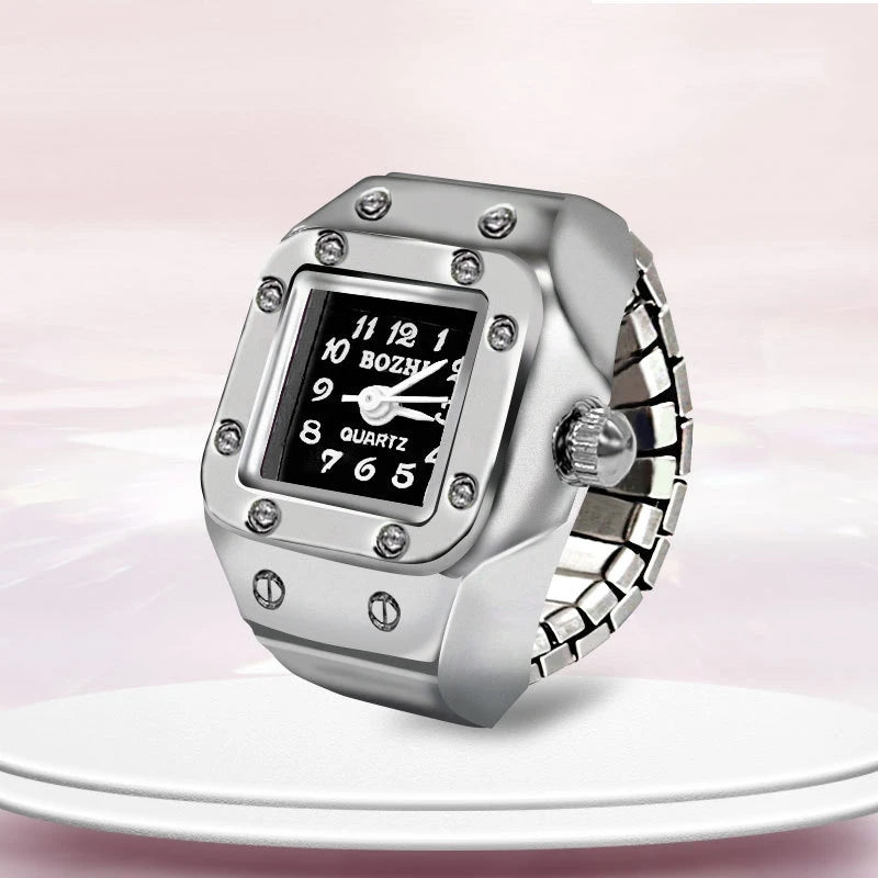 Creative Alloy Shell Finger Ring Watch - New Hot Selling Square Dial for Couples, Men and Women