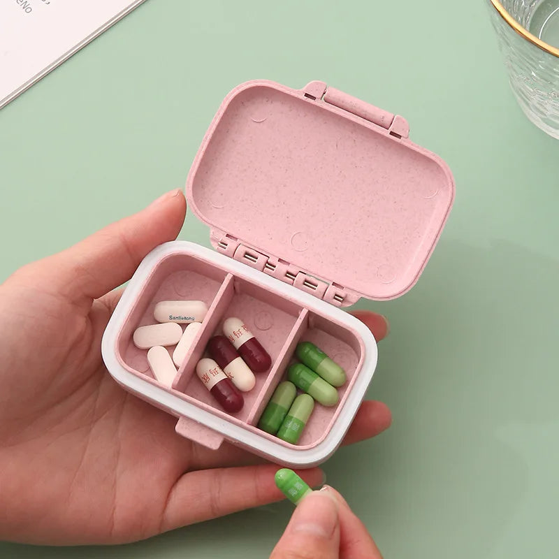 Mini Portable Pills Organizer: 3-Grid PillBox Tablet Storage Container - Weekly Medicine Pill Case for Drug Dispensing