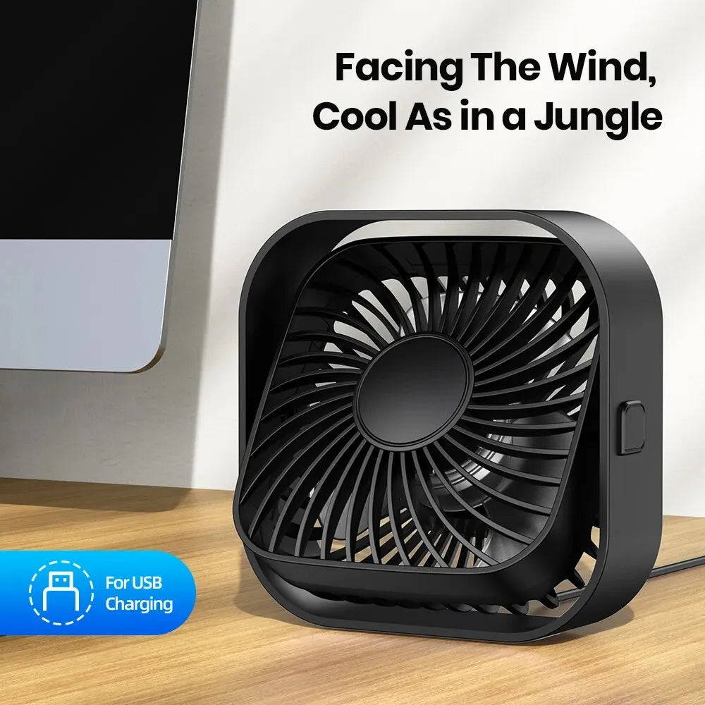 TOPK USB Portable Mini Fan – Desk and Personal Electric Fan with 3 Speeds, 360° Rotatable, Quiet Standing Fan for Room and Camping