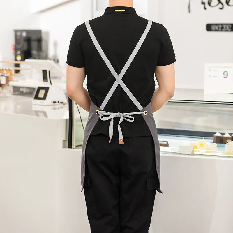 Professional Waterproof Kitchen Apron for Women: Multifunctional Grill Apron with Pockets, Ideal for Waiters, Nail Salon Staff