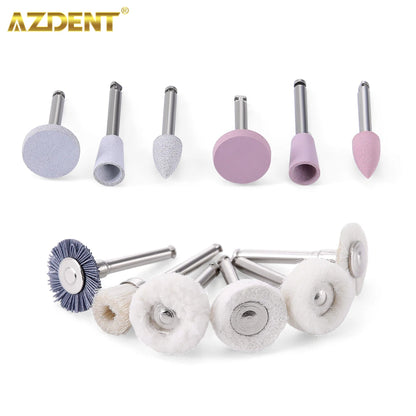 AZDENT Dental Composite Polishing Kit: 12PCS/Box RA 2.35mm Polisher - Low Speed Handpiece Porcelain & Natural Teeth Nail Polishing Set