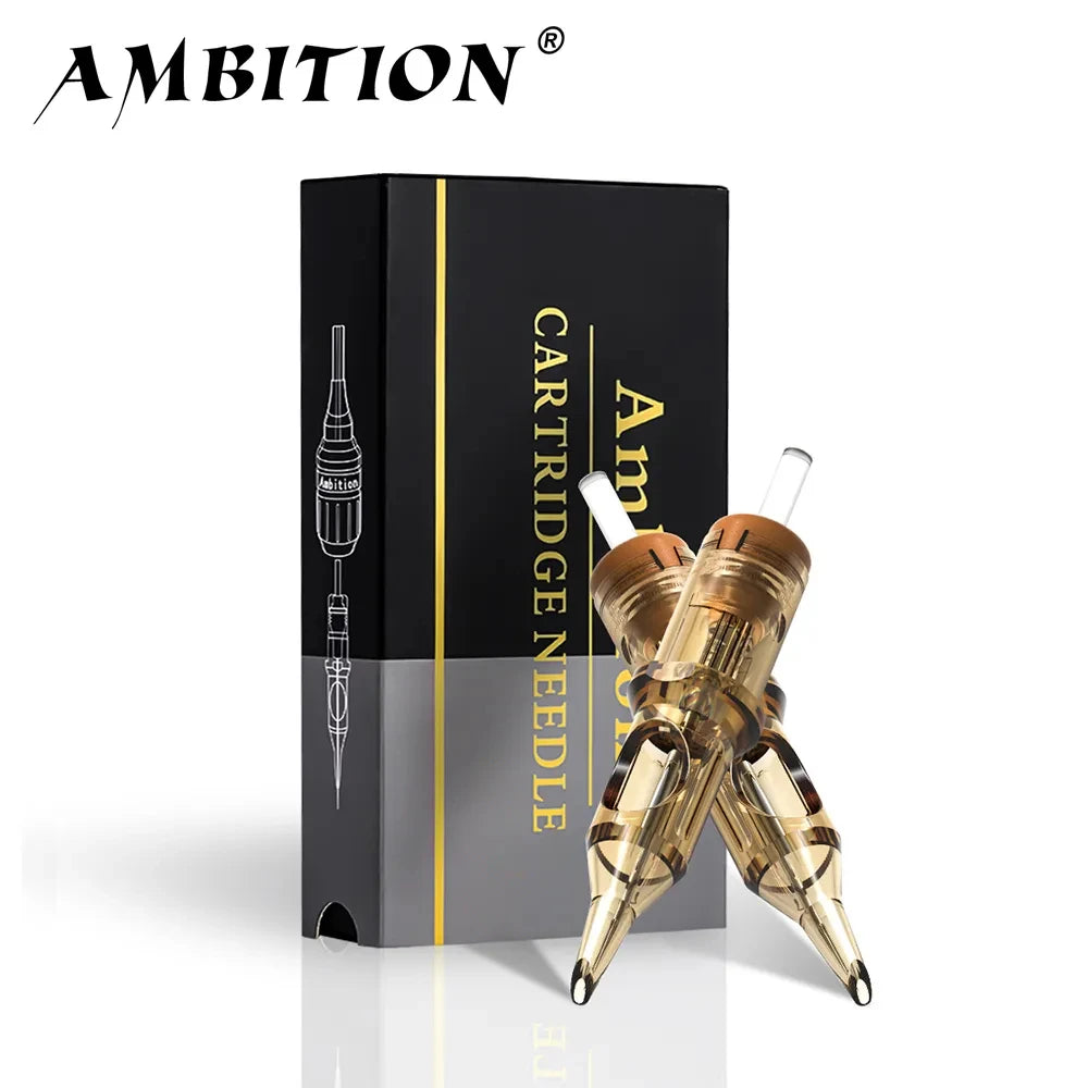 Ambition Premium Revolution Tattoo Cartridge Set - Mixed Needles Including Round Liner, Shader, Curved Magnum in Sizes 1RL, 3RL, 5RL, 7RL, 9RL, 7RM, 9RM, 13RM