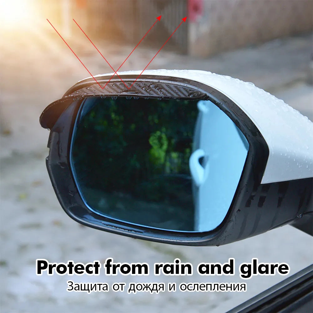 2PCS Car Rearview Mirror Rain Eyebrow - Carbon Fiber Sun Visor Shade Cover Protector for Clear Vision - Rain Car Mirror Accessories