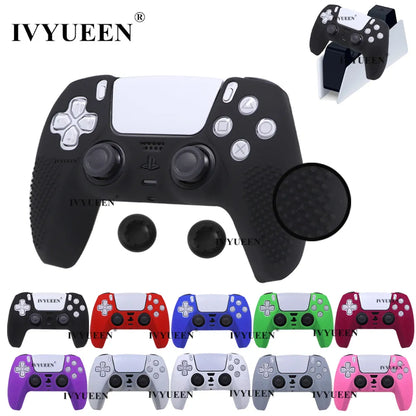 IVYUEEN Studded Silicone Protective Cover for PlayStation 5 DualSense Controller - Gamepad Case with Thumbstick Grips