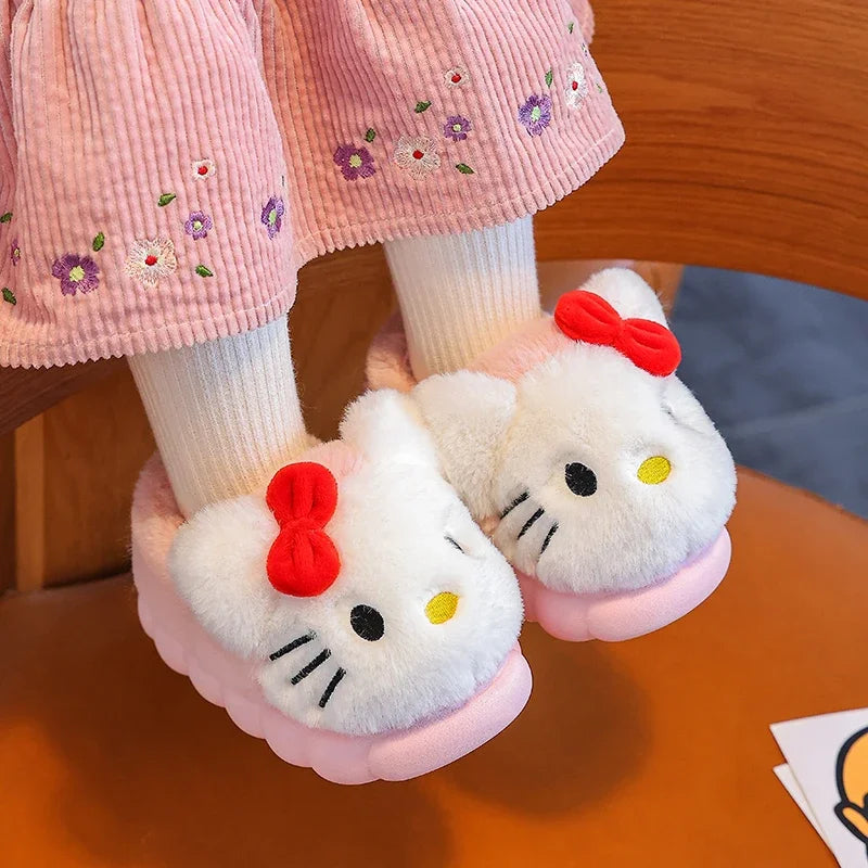 Cute Cartoon Cover Heel Slippers for Children - Soft Sole Non-Slip Plush Indoor Cotton Shoes for Baby Boys and Girls, Warm Winter Footwear