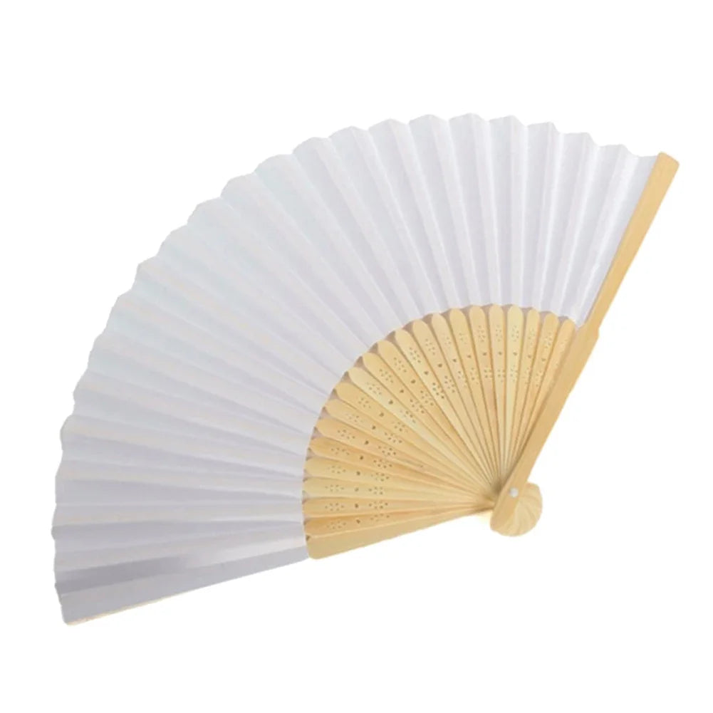 DIY Paper Bamboo Folding Fans - Blank White Fans for Calligraphy, Painting, Wedding Gifts - Adults & Children's Practice (1-50pcs)