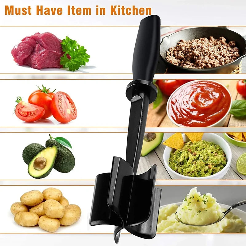 Kitchen Meat Chopper | Ground Beef Masher Mixing Tool | Grinding and Pounding Spatula | Meat Scraper for Mincing Meat