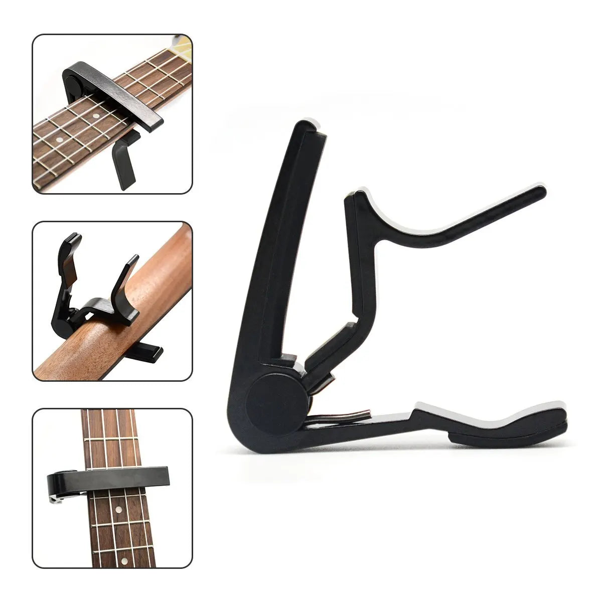 Single-Handed Guitar Capo for Acoustic and Electric Guitars - Black Capos