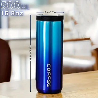 500ml/16.9oz Vacuum Flask Wide Mouth Travel Mug - Perfect for Hot & Iced Beverages, Home, Office, and Outdoor Use