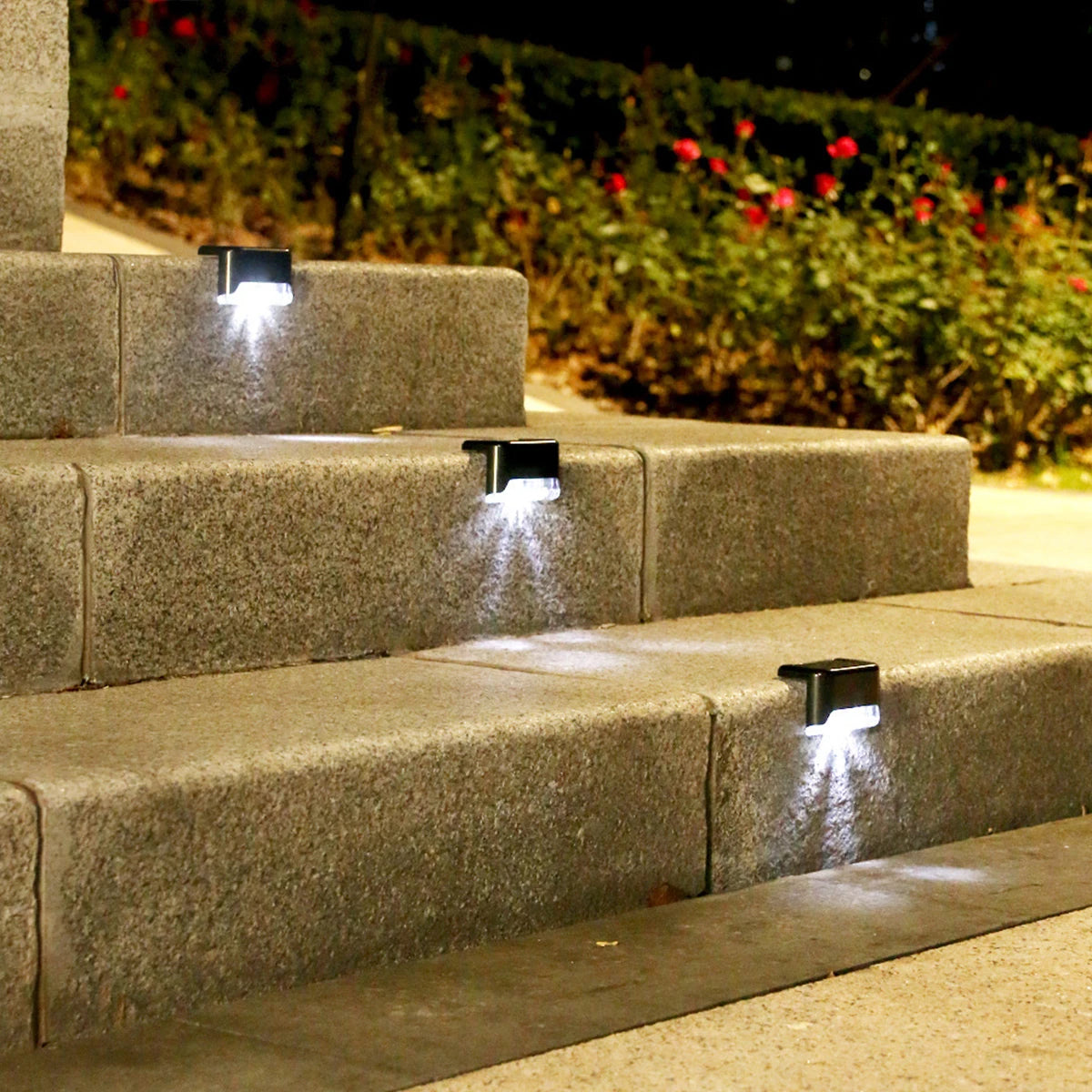 4/8/12/16pcs Solar LED Lights – Outdoor Garden Deck Lamp, Waterproof Solar Stairs and Step Light for Patio and  Garden Decor