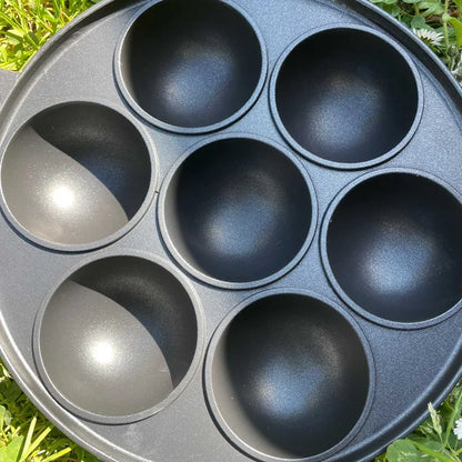 7-Hole Cast Iron Cooking Cake Pan: Non-Stick Omelette & Egg Cooker - Versatile Kitchen Cookware and Cake Mold