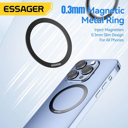 Essager 2PCS Magnetic Metal Rings for MagSafe - Compatible with iPhone 15, 14, 13, 12 Pro and Android Phones for Wireless Charging