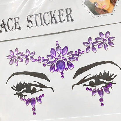 3D Sexy Face Tattoo Stickers for Kids Party: Masquerade Acrylic Glitter Rhinestone Temporary Tattoo - Female Face Jewelry DIY