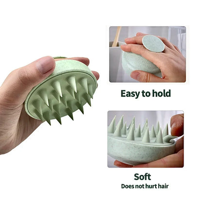 Wheat Straw Silicone Scalp Massage Comb: Hair Root Care Shower Brush - Anti-Dandruff Spa Bath Tool for Itching Relief