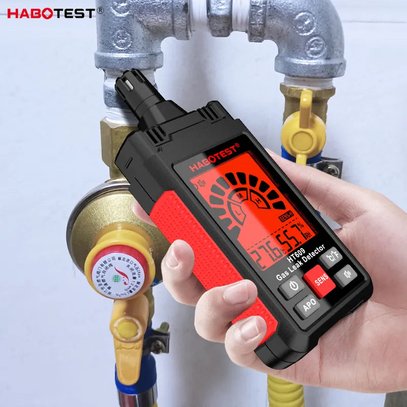 HT609 Gas Leak Detector with LCD Display - Sound Alarm for Combustible and Flammable Gases - Visual Methane Detection