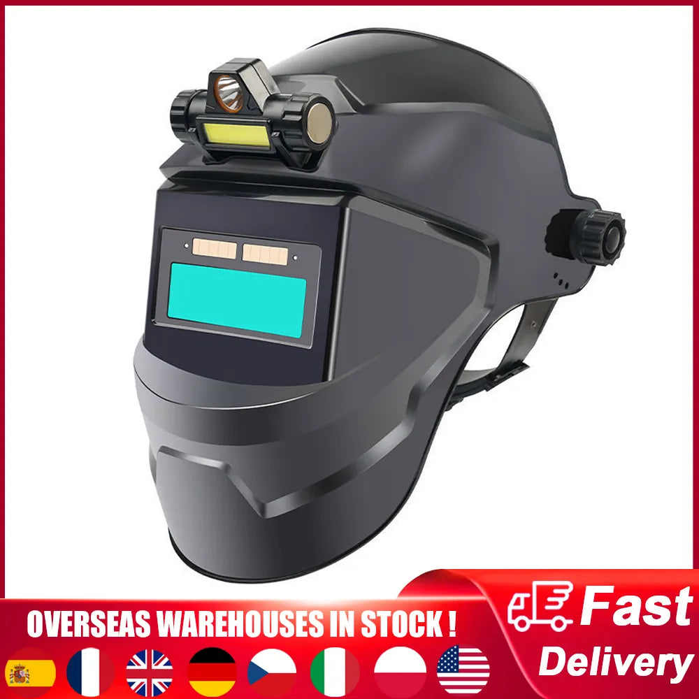 Automatic Variable Light Welding Mask | Large View Auto Darkening Facemask for Arc Welding, Grinding, Cutting